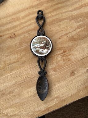 Cast Iron And Ceramic Spoon Wall Hanging The Farmers Home Winter Plaque